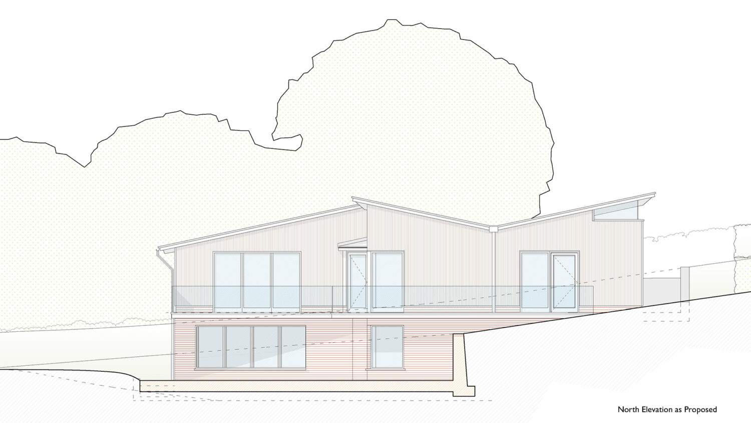 Elevation of new farm worker's dwelling and farm office in South Downs National Park